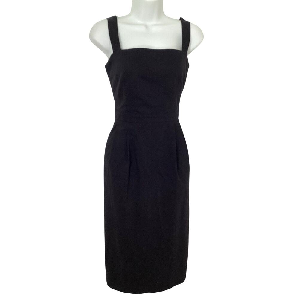 12 Storeez Black Sleeveless Strappy Open Back Cinched Waist Midi Sheath Dress XS